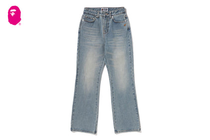 A BATHING APE LOGO BOOTCUT DENIM PANTS
