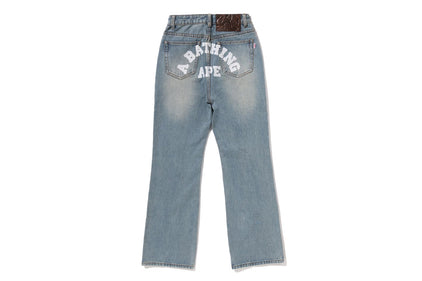 A BATHING APE LOGO BOOTCUT DENIM PANTS