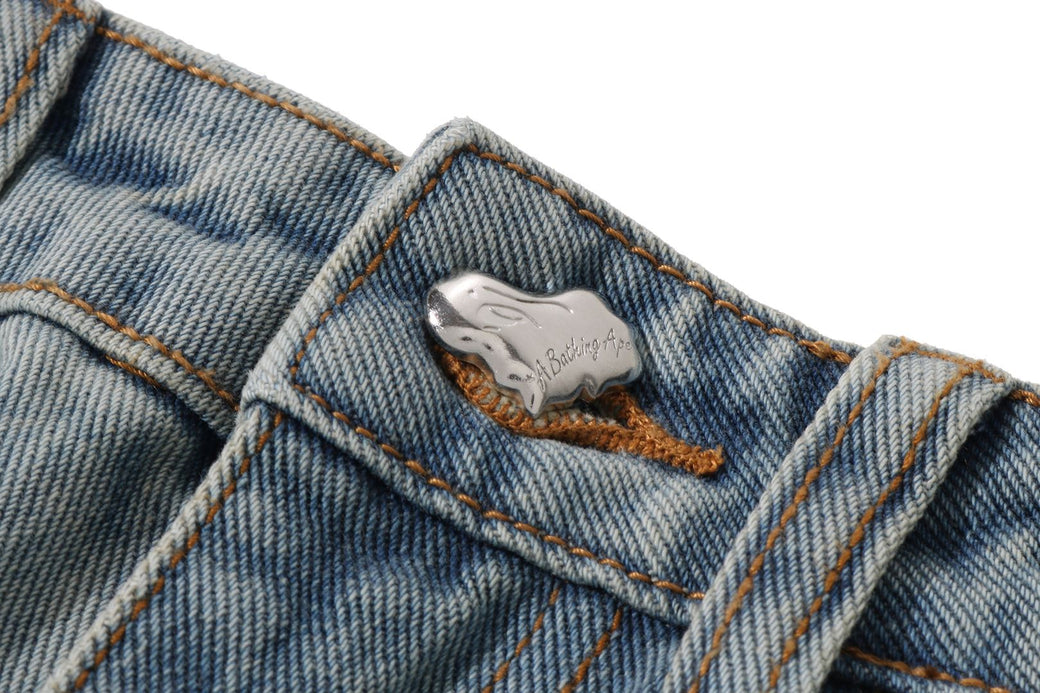 A BATHING APE LOGO BOOTCUT DENIM PANTS | bape.com