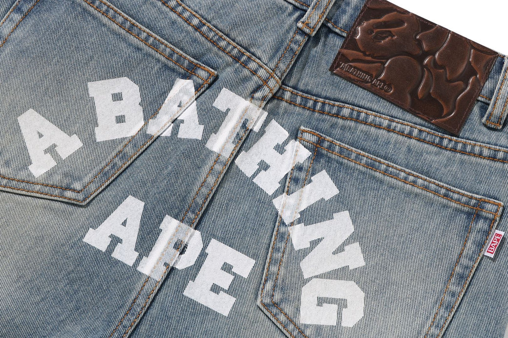 A BATHING APE LOGO BOOTCUT DENIM PANTS | bape.com