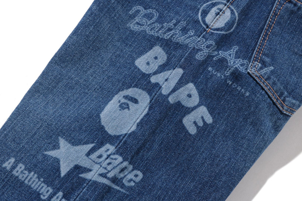 A BATHING APE BAPE デニムパンツ インディゴ BAPE MULTI GRAPHICS 10 OZ DENIM PANTS | bape.com
