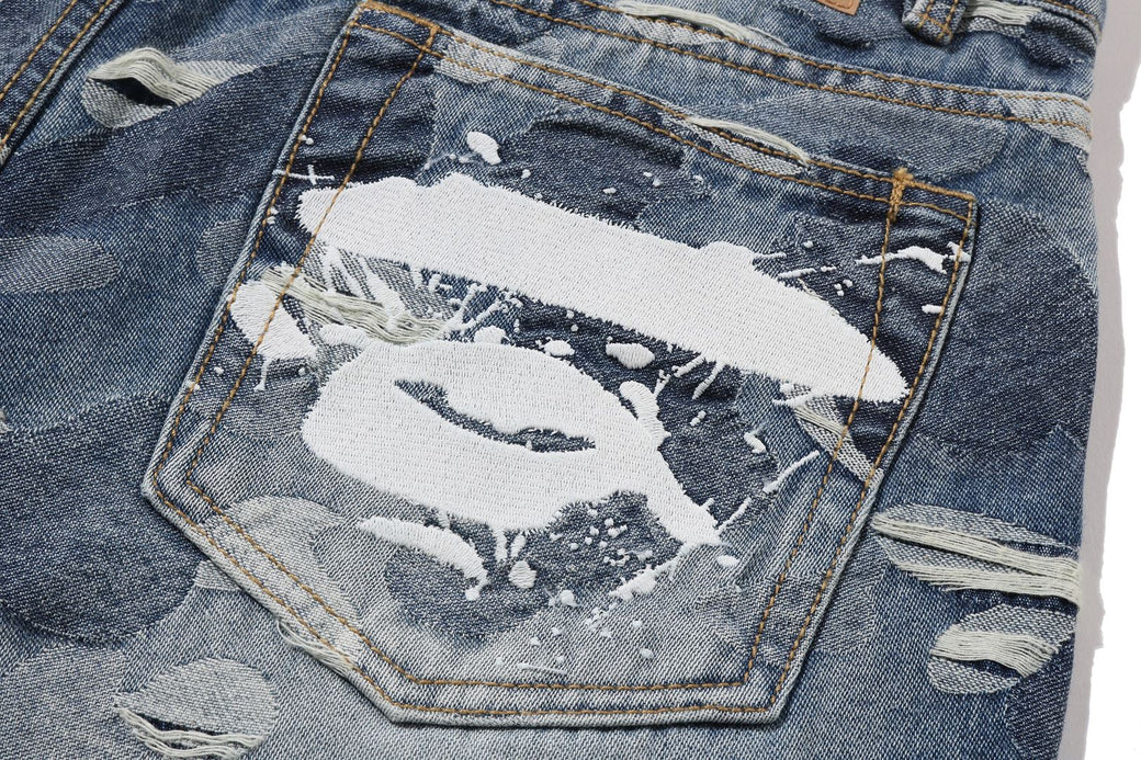 SOLID CAMO JACQUARD DENIM PANTS | bape.com