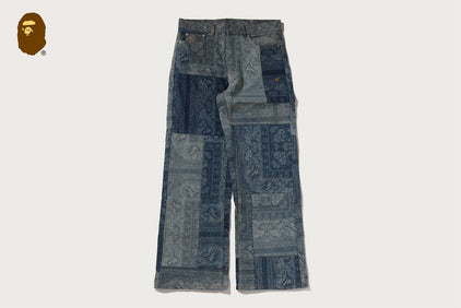 PAISLEY PATTERN DENIM FLARED PANTS