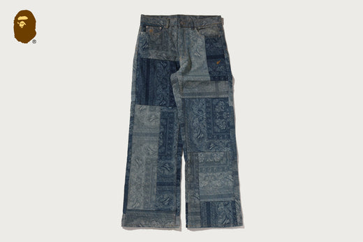 PAISLEY PATTERN DENIM FLARED PANTS