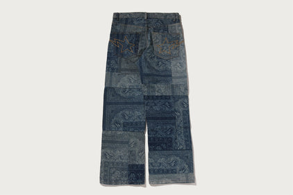 PAISLEY PATTERN DENIM FLARED PANTS