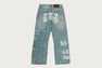 MULTI LOGO DENIM FLARED PANTS