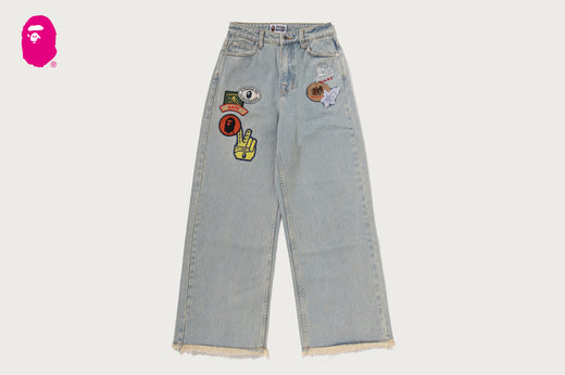 MULTI LOGO WIDE DENIM PANTS