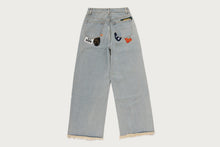 MULTI LOGO WIDE DENIM PANTS