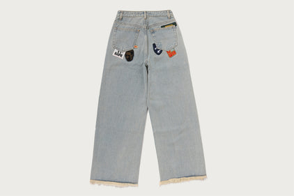 MULTI LOGO WIDE DENIM PANTS