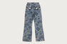 SOLID CAMO JACQUARD DENIM BOOTCUT PANTS