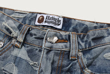 SOLID CAMO JACQUARD DENIM BOOTCUT PANTS