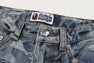 SOLID CAMO JACQUARD DENIM BOOTCUT PANTS