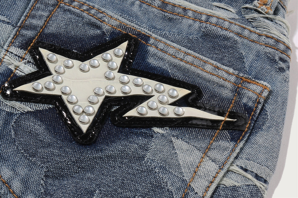 SOLID CAMO JACQUARD DENIM BOOTCUT PANTS | bape.com