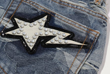 SOLID CAMO JACQUARD DENIM BOOTCUT PANTS