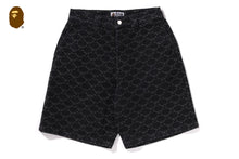 COLLEGE MONOGRAM RELAXED FIT 13OZ DENIM SHORTS