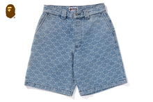 COLLEGE MONOGRAM RELAXED FIT 13OZ DENIM SHORTS