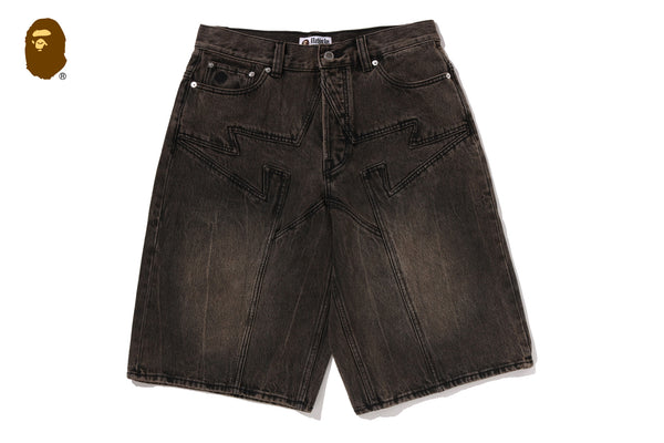 BAPE STA PATCH 13 OZ RELAXED FIT DENIM SHORTS | bape.com