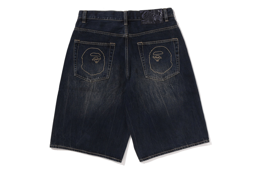 BAPE STA PATCH 13 OZ RELAXED FIT DENIM SHORTS | bape.com