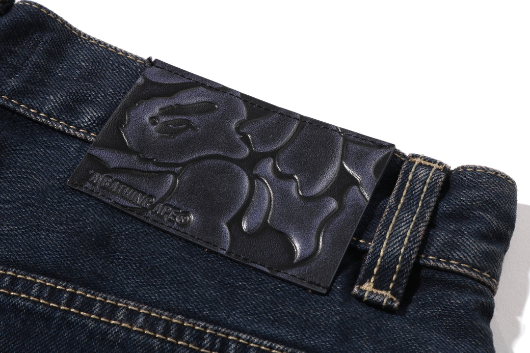 BAPE STA PATCH 13 OZ RELAXED FIT DENIM SHORTS | bape.com