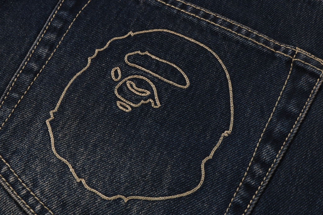 BAPE STA PATCH 13 OZ RELAXED FIT DENIM SHORTS | bape.com