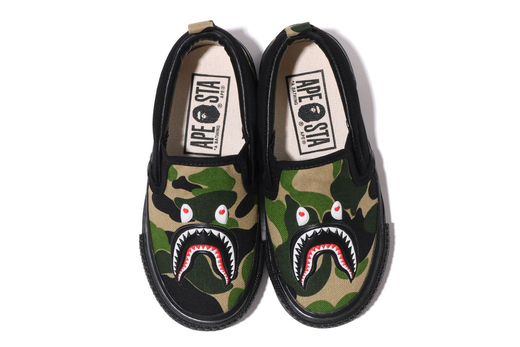 ABC CAMO SHARK PATCH SLIP ON bape