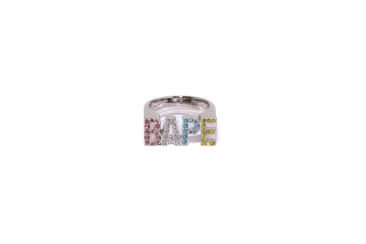 BAPE LOGO RING W/ MULTI COLOR RHINESTONE