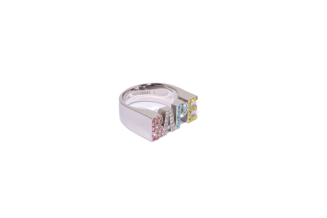 BAPE LOGO RING W/ MULTI COLOR RHINESTONE | bape.com
