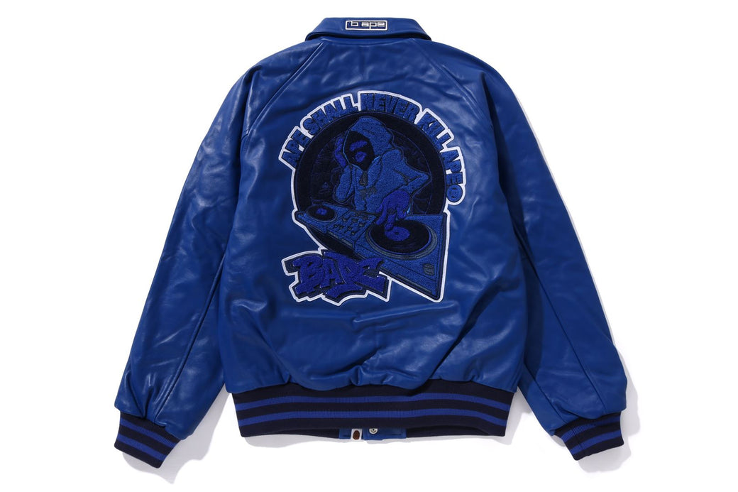 B)APE LEATHER VARSITY JACKET | bape.com