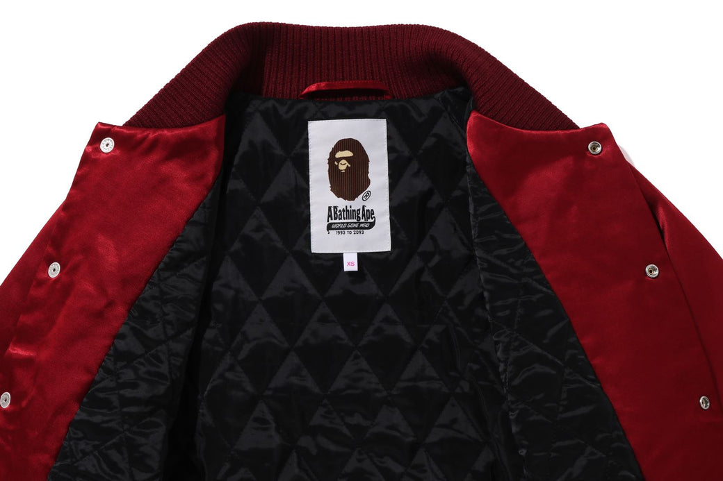 BAPE SATIN VARSITY JACKET | bape.com