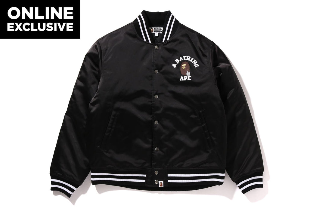 GO APE POINTER COLLEGE NYLON VARSITY JACKET | bape.com