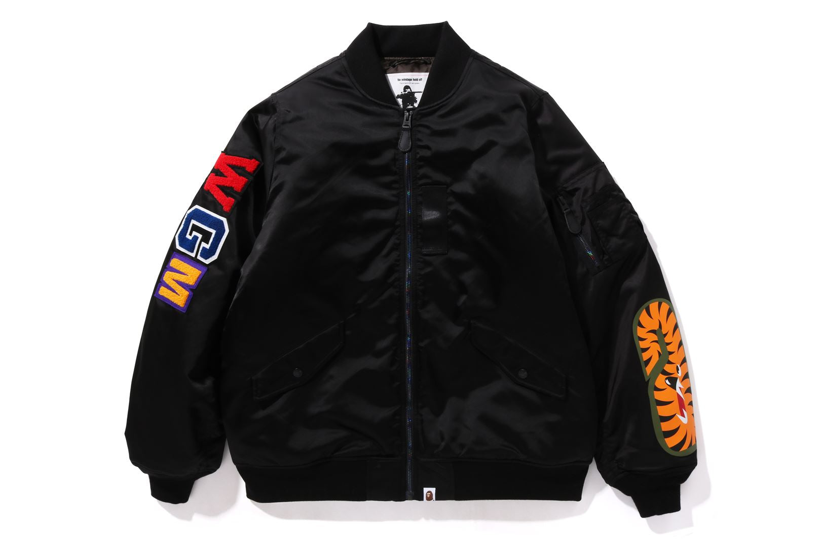 メンズAPE BAPE KAWS BLACK ベイプブラック MA-1 ジャケット m