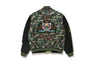 【 BAPE X JEFF HAMILTON 】ABC CAMO MULTI LOGO WOOL AND LEATHER JACKET