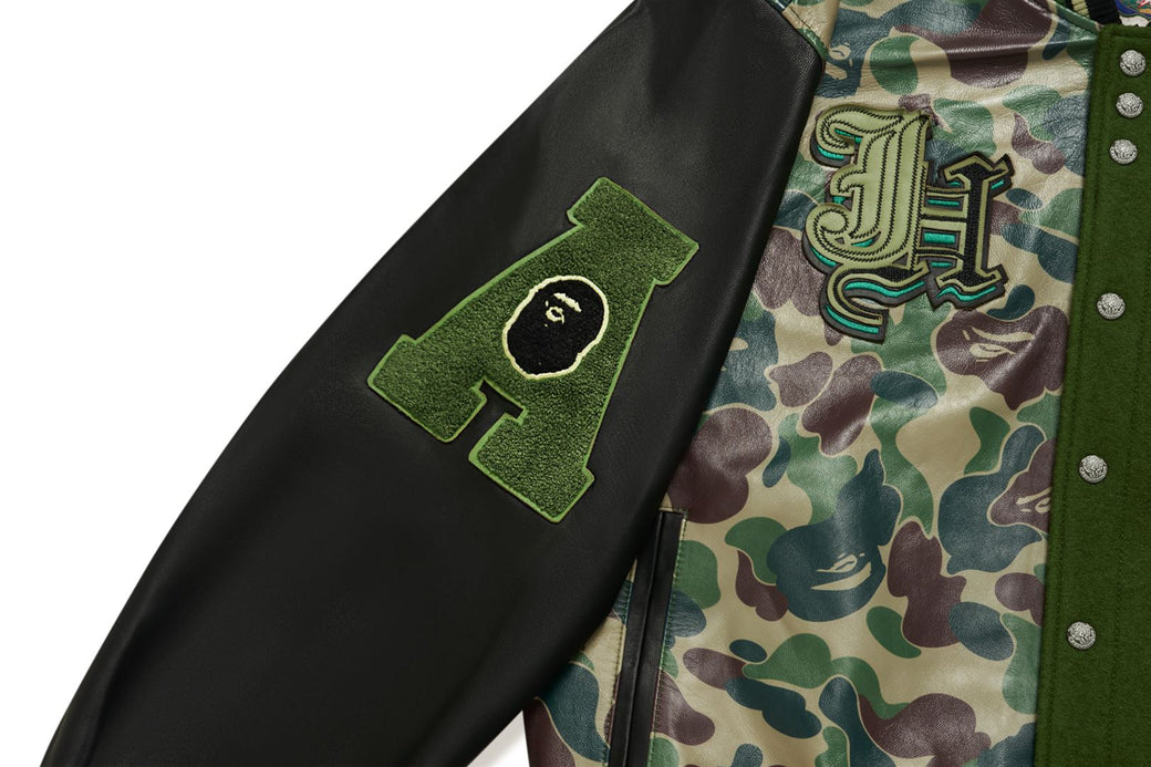BAPE X JEFF HAMILTON 】ABC CAMO MULTI LOGO WOOL AND LEATHER