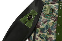 【 BAPE X JEFF HAMILTON 】ABC CAMO MULTI LOGO WOOL AND LEATHER JACKET