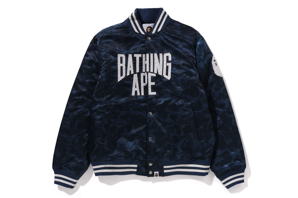 Bape camo varsity jacket hotsell