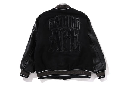 LINE CAMO MULTI LOGO WOOL VARSITY JACKET