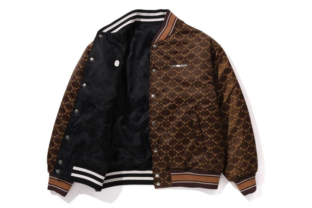 SOLID CAMO JACQUARD NYLON REVERSIBLE BOMBER PADDED JACKET