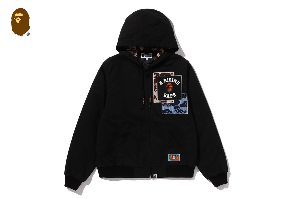 A RISING BAPE PATCHWORK HOODIE WORK JACKET | bape.com
