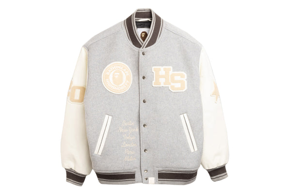 BAPE X HIGHSNOBIETY 】MULTI LOGO VARSITY JACKET | bape.com