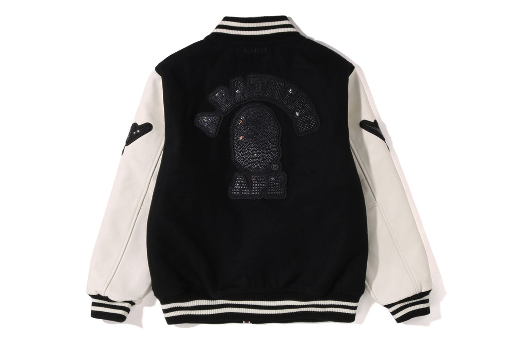 BAPE X SWAROVSKI 】DETACHABLE HOODIE VARSITY JACKET | bape.com