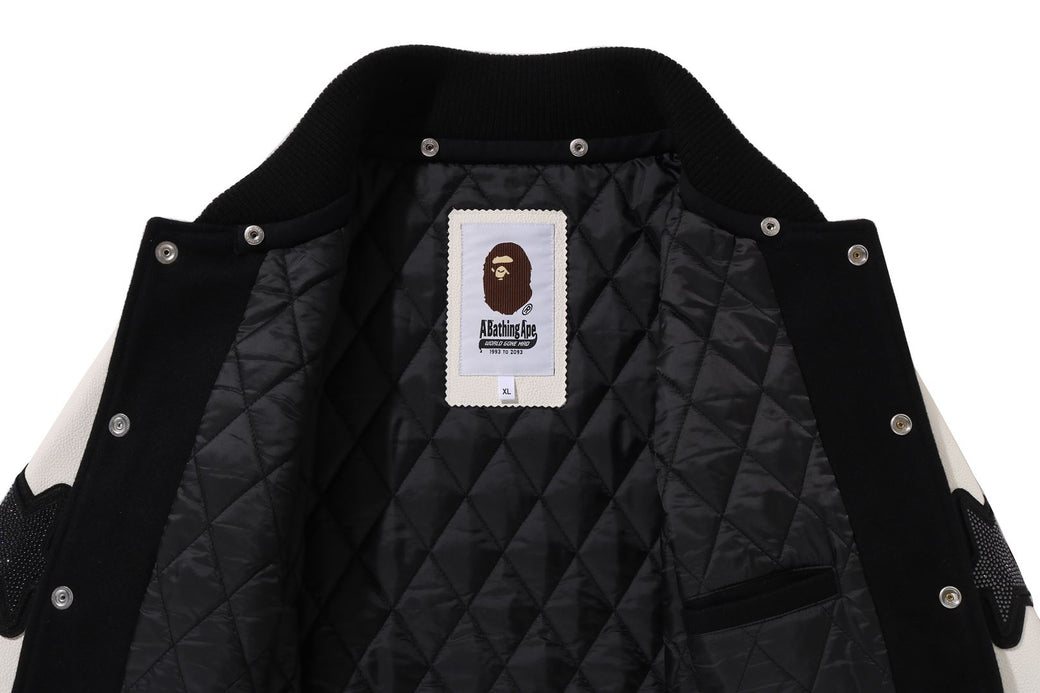 BAPE X SWAROVSKI 】DETACHABLE HOODIE VARSITY JACKET | bape.com