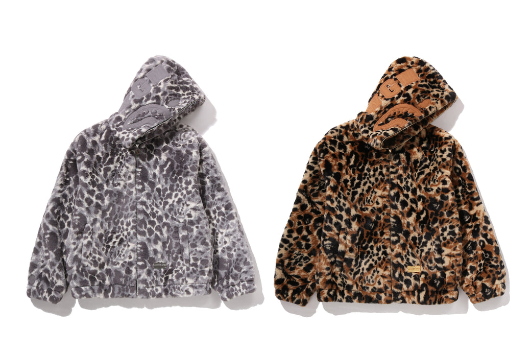 WILD LEOPARD PATTERN FAUX FUR SHARK FULL ZIP JACKET | bape.com