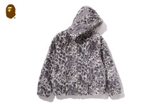 WILD LEOPARD PATTERN FAUX FUR SHARK FULL ZIP JACKET