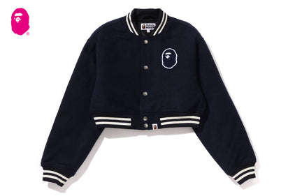A BATHING APE CROPPED VARSITY JACKET