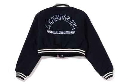 A BATHING APE CROPPED VARSITY JACKET