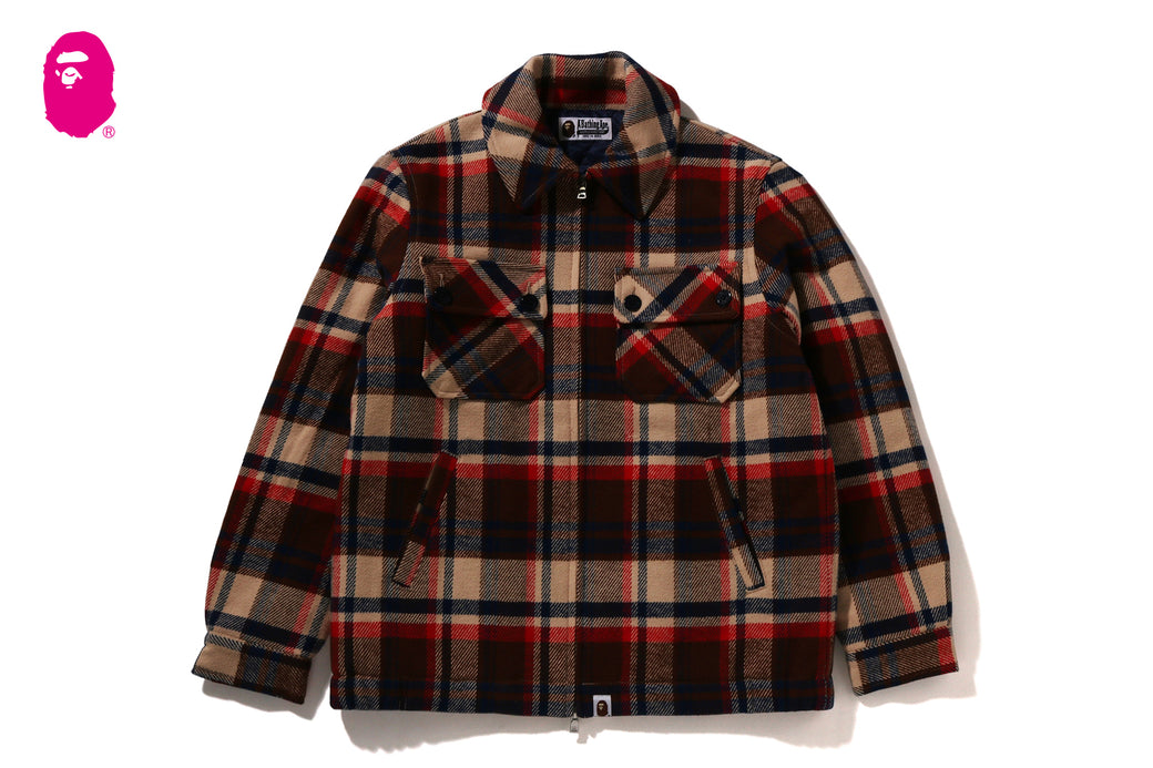BAPE CHECK CPO ZIP JACKET | bape.com
