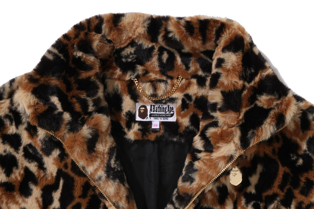 WILD LEOPARD PATTERN ONE POINT LONG FUR JACKET | bape.com