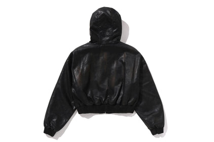 CAMO EMBOSSED WASHED RHINESTONE CROPPED JACKET
