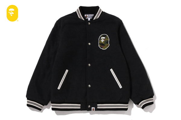 1ST CAMO APE HEAD VARSITY JACKET | bape.com