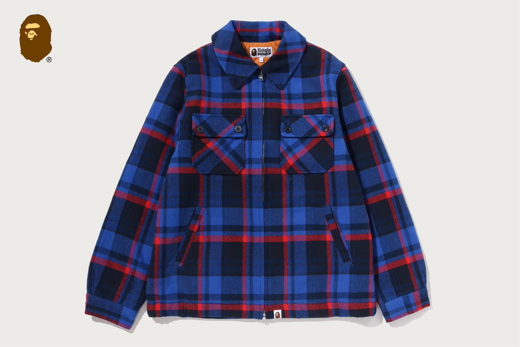 BAPE CHECK CPO ZIP JACKET | bape.com